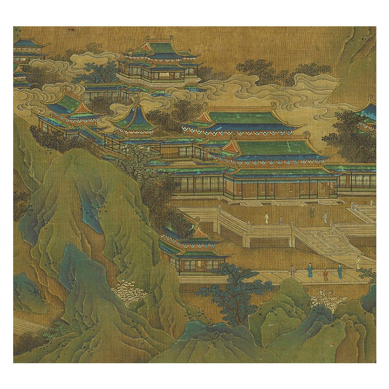 王维阿房宫图青绿山水建筑国画