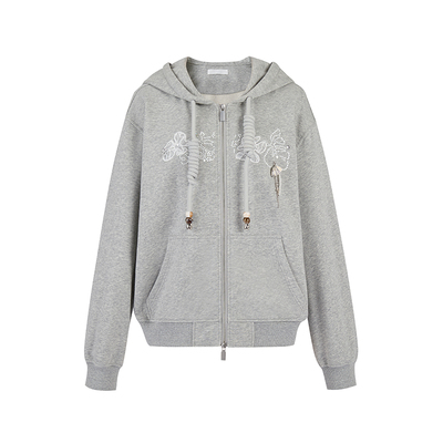 Three Quarters 秋冬新款百搭重工刺绣烫珠卫衣银泰百货 301355