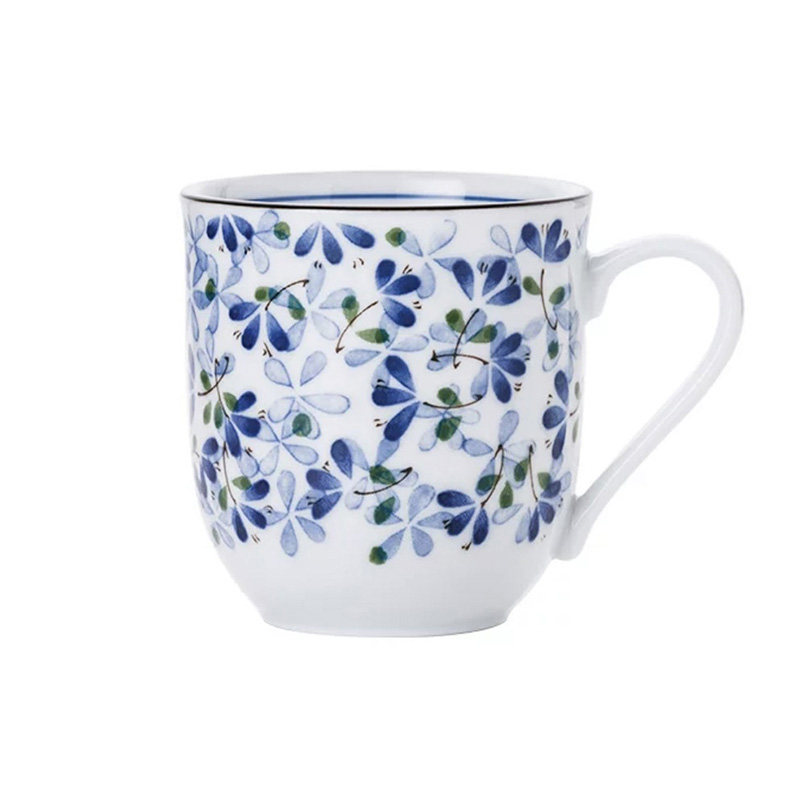 日本进口陶瓷水杯 日式和风青花釉下彩茶杯马克杯牛奶杯家用杯子