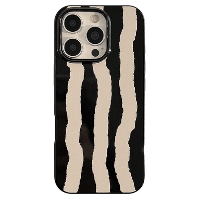 Black white art stripes soft case适用iphone 11 12 13 14 15 16 plus 17 pro max XR XS MAX 7 8 PLUS