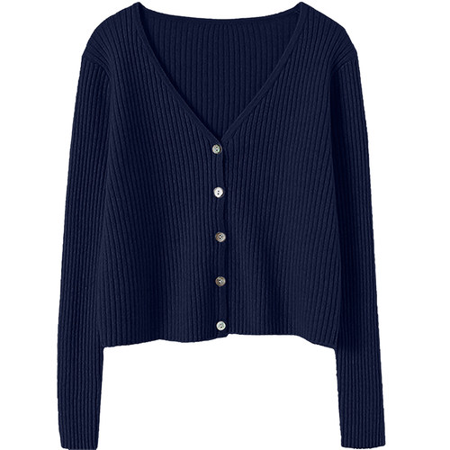 老客入齐色！100%纯羊绒开衫女V领短款羊绒毛衣女针织开衫小外套