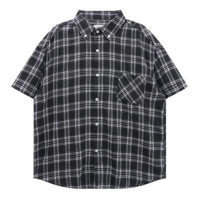 HEA x i.t izzue联名潮牌工装经典格纹简约休闲宽松复古短袖衬衫