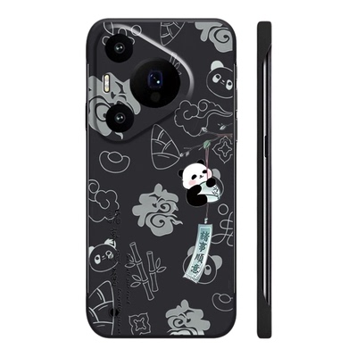 适用华为PURA70手机壳P80可爱熊猫60诸事顺意50PRO超薄无边框P40半包边不顶膜MATE70PRO新款MATE60RS防摔硬壳