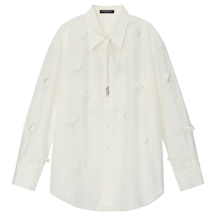 FF仿佛衬衫女2026春季新款花瓣设计感全棉长袖百搭白衬衫衬衣