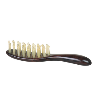 正品乌木羊角头皮按摩梳檀木女士专用防静电梳子儿童女孩不伤头发