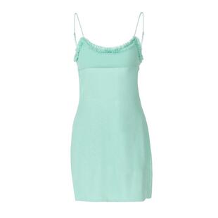 shemoda 海边度假风双层网纱花边吊带连衣裙女性感露背修身短裙子