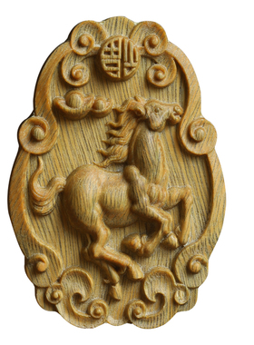 绿檀木生肖马吊坠项链