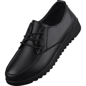 肯德基防滑工作鞋女皮鞋防水防油服务员久站不累脚上班黑色厨房鞋