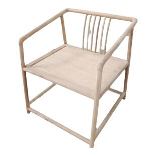 新中式实木圈椅茶椅北方老榆木仿古太师椅官帽椅客人椅扶手椅白茬