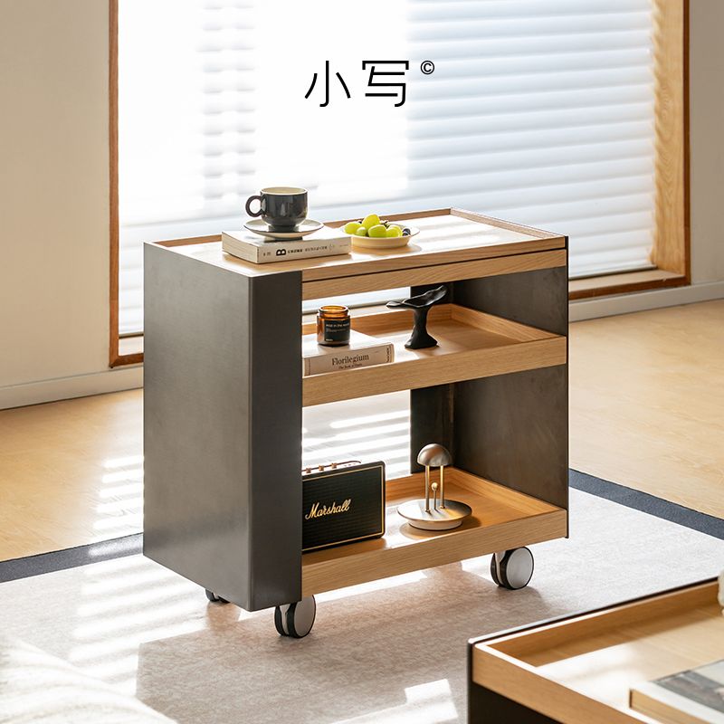小写INNER北欧沙发边柜可移动小推车日式实木边几撞色侧边收纳柜