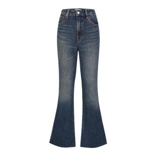 MOUSSY 秋季新品复古做旧微喇裤棉质毛边牛仔裤010HAH11-6361