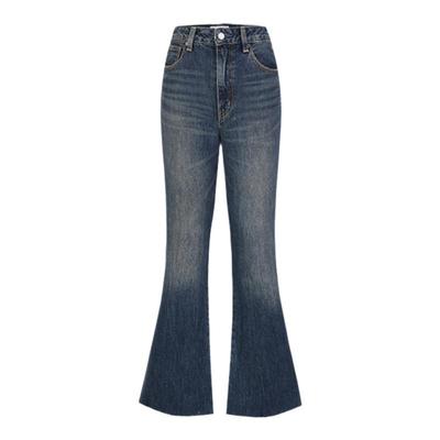 MOUSSY 秋季新品复古做旧微喇裤棉质毛边牛仔裤010HAH11-6361