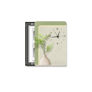 奶油风电表箱装饰画钟表挂墙竖款免打孔绿植配电箱遮挡电闸盒挂画