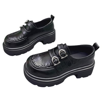 真皮厚底增高6cm英伦乐福鞋女