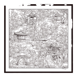 浮梦灵犀 真丝小方巾桑蚕丝缎面丝巾女黑白茹伊水墨印花水墨绮园