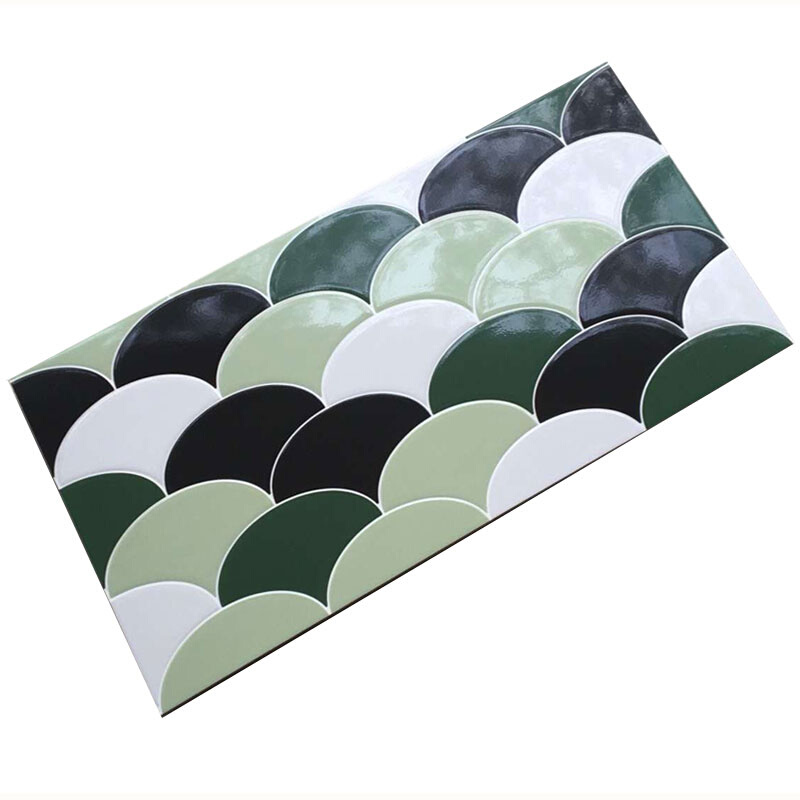 彩色模具砖300600绿色扇形瓷砖造形墙砖卫生间不透水亮面阳台墙面
