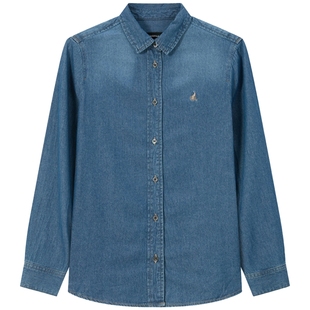 BEANPOLE滨波 女士韩系潮酷时尚日常休闲美拉蓝基础长袖牛仔衬衫