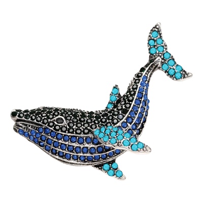 唯曼卡通鲸鱼合金镶钻百搭胸针