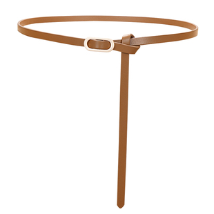 真皮细腰带女装饰毛衣配连衣裙子收腰百搭棕色白色2025新款小皮带