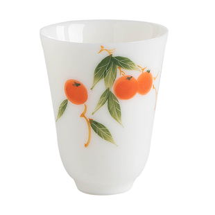 叁旬手绘柿柿如意闻香杯茶杯主人杯女单杯功夫茶杯高档陶瓷品茗杯