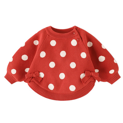 休闲秋冬女童纯棉线蝙蝠衫毛衣