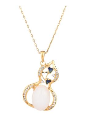 中国风旗袍古装饰品颈链宫廷风设计镶嵌和田玉复古珐琅工艺女项链