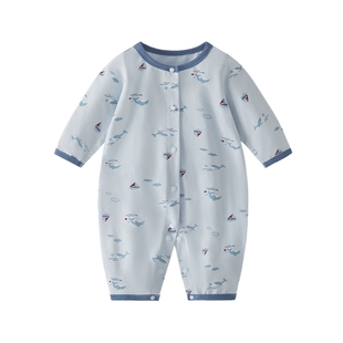 [抑菌a类]婴幼儿连体衣女童满印爬服男宝宝1早春哈衣婴儿衣服春季