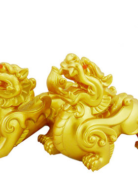 树脂黄玉貔貅一对摆件工艺品