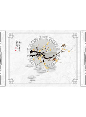 3d中式背景墙壁布【全国上门贴】