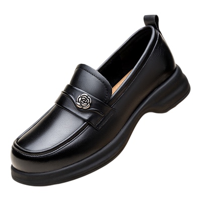 老人头女鞋2026新款真皮轻质休闲板鞋女士皮鞋透气百搭乐福鞋女