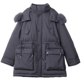 【一方服饰】连帽毛领三防羽绒派克服90白鸭绒中长款外套