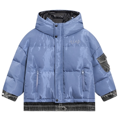 90安心绒牛仔拼接三防极寒羽绒服