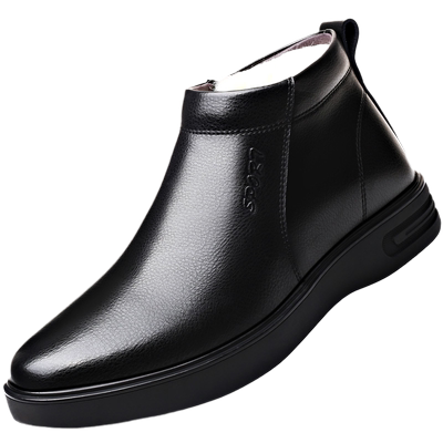 羊毛冬季牛皮中老年休闲风爸爸鞋