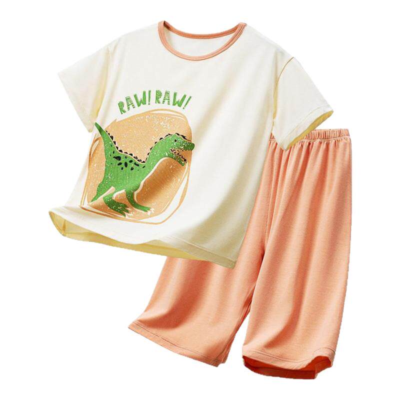 儿童睡衣夏季薄款男童家居服套装短袖睡衣七分裤子新款宝宝睡衣