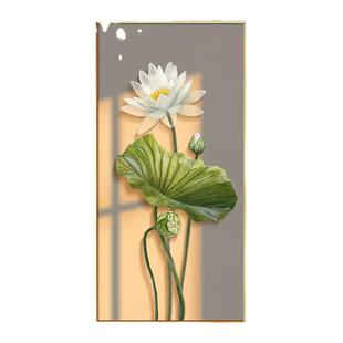 入户玄关画现代轻奢高档荷花装饰画简约客厅走廊过道壁画玄幻挂画