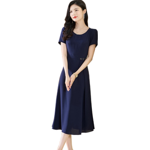 正式场合连衣裙礼服气质女神范高端2025夏季收腰显瘦短袖国际大牌