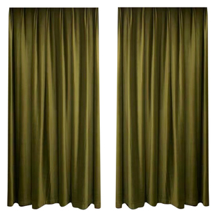 复古橄榄绿丝绒窗帘卧室遮光绒布法式轻奢客厅现代简约美式高级感