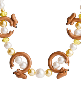 FWISH腊肠犬宝石珍珠项链