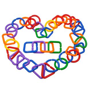 儿童益智扣环连接积木玩具早教拼装几何连环亲子幼儿塑料拼插2岁3
