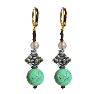 民族风设计感绿松石耳饰藏式耳环尼泊尔无耳洞耳夹2026年新款爆款