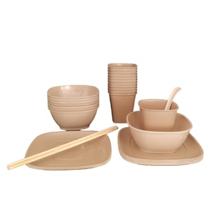 稻壳一次性饭碗套装食品级耐高温家用户外乔迁商用碗筷杯套装