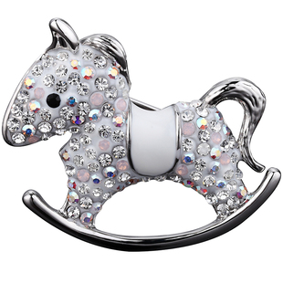 法国Eternelle奥地利水晶胸针女 可爱旋转木马胸花可做毛衣链吊坠