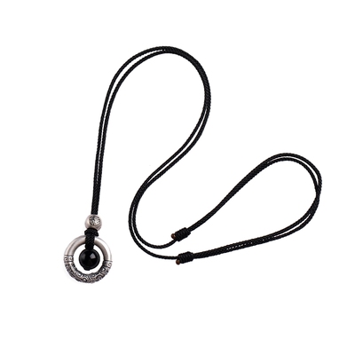 天然黑曜石吊坠足银纯银转运珠