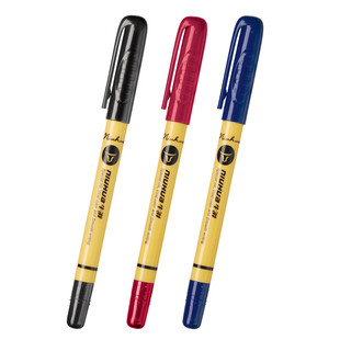 金万年牛滑圆珠笔拔帽笔油性笔1.0mm小学生用中油笔老式原子笔黑色红色蓝色笔芯商务办公教师批改作业圆柱笔