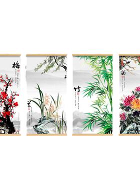 梅兰竹菊新中式挂画办公室客厅玄关沙发背景墙装饰画茶室书房挂轴