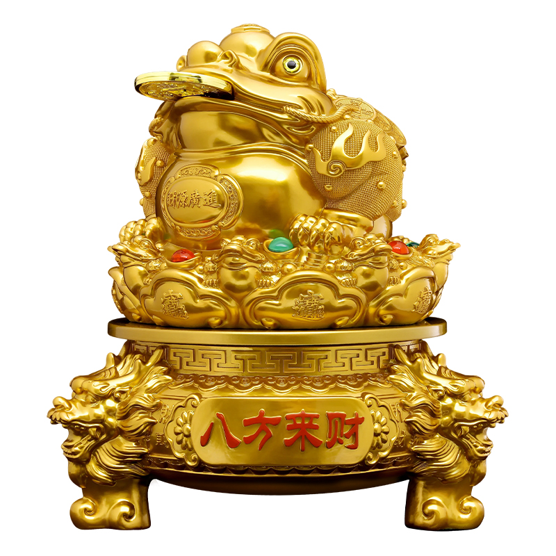 鎏金铜八方来财金蟾摆件招财三足蟾蜍公司店铺高档大气开业送礼物