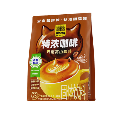 四只猫 正品提神犯困云南低糖高山奶香精品三合一速溶咖啡25条