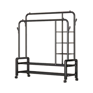 晾衣架落地家用卧室挂衣架宿舍室内双杆双层晒衣服架子简易凉衣杆