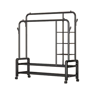 晾衣架落地家用卧室挂衣架宿舍室内双杆双层晒衣服架子简易凉衣杆