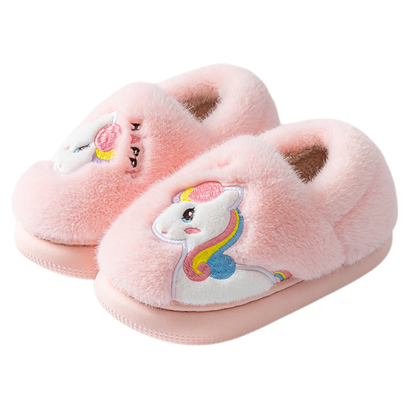 独角兽儿童棉拖鞋包跟秋冬女童2025新款居家室内防滑男孩毛毛棉鞋